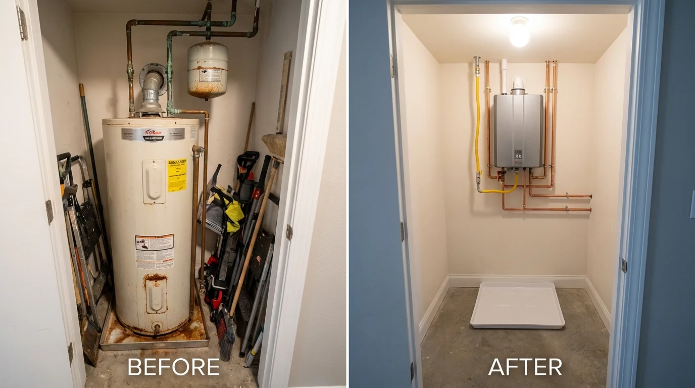 Tank water heater versus wall-mounted tankless unit comparison for Oak Ridge, TN homeowners